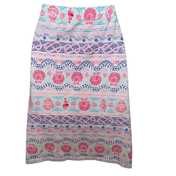 Talbots Seashell Print Stretch Skirt Women’s Medium – Cotton Blend Summer Coast - Picture 3 of 5